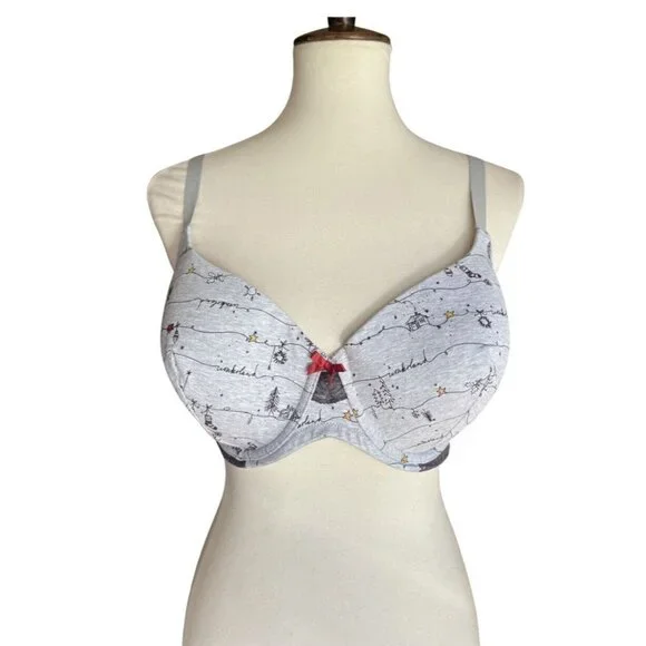 Ambrielle Holiday Decoration Wonderland Print Organic Cotton RacerBack Bra Multi - Picture 2 of 11